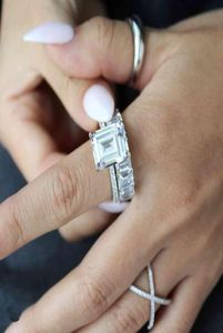 DIY кольца наборы колец для женщин стерлингового серебра S925 паве имитация бриллиантового кольца свадебное обручальное ювелирное изделие Whole9232565