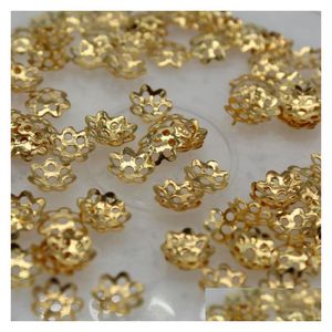 Bead Caps 5000Pcs/Lot 6Mm 5 Colors Sier/Gold Plated Flower Caps Spacer For Beads End Findings Drop Delivery Jewelry Jewelry Findings C Dhtis