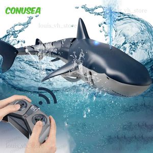 Electric/RC Animals Smart RC Shark Whale Spray Water Toy Remote Controlled Boat Ship Submarine Robots Fish Electrics For Kids Boys Baby Children T240308