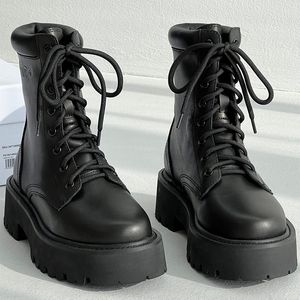 2023ss outono inverno mais recente estilo de show meados de bota camada superior couro de bezerro forro interno todo couro de vaca leve eva altura do salto 6cm botas médias femininas tamanho 35-40