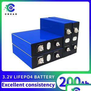 Batterien 3,2 V Lifepo4 200 Ah Batterie tragbar 12 V 24 V 48 V DIY wiederaufladbare Zellenpackung für Backup-System UPS EU US Steuer Drop Lieferung Ele Dhcrs