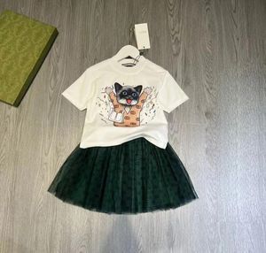 Crianças conjuntos de roupas designer meninas tshirt véu saia moda marca de luxo roupas verão crianças tshirts vestido tesouros algodão 6265788