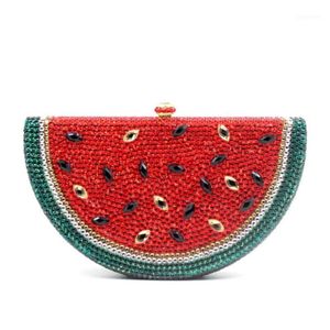 Watermelon Pattern Evening Bag Diamond Crystal Clutch Bag Lovely Fruit Ladies Party Purse11864