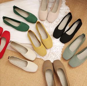 women's Knitted casual shoes Fashion Flat Shoes pure color Comfortable outdoor casual shoes