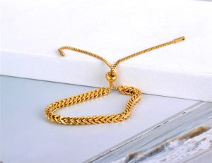 Thick Chain Pull Adjustment 14k Yellow Gold Bracelet Pulseira Grife Twisted Wonderland