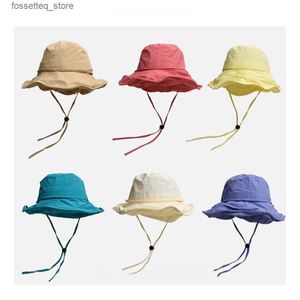 Wide Brim Hats Bucket Hats Typable Thin Fisherman Hat Womens Spring and Summer Outdoor Sunblock Hat Sweet Color Quick Drying Everything Breathable L240305