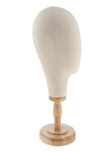 Inches Cork Canvas Block Head Mannequin Manikin Wig Making Hat Display Styling With Wooden Stand Beige17769595