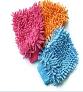 Whole 100PCSLOT Microfiber Chenille Car Wash Glove Prvate Household Cleaning Cloth SingleSided Auto Mitt 5775819