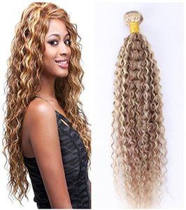 Human Hair Bundles Piano Color Mixed 27 613 Blonde Kinky Curly Hair Wefts Afro Kinky Curly Brazilian Virgin Hair 3Pcslot New Arri9275493
