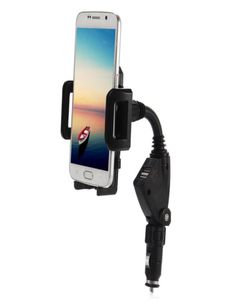 Rotatable Car Phone Holder Mount Dual USB Charger Cradle for Iphone Samsung Xiaomi Huawei LG Motor HTC Universal Smartphones4656997