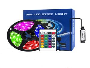 LED Light Strip med uppsättning 5050 RGB Vattentät färgglada USB 24 -nycklar IR Remote Control TV Bakgrund Atmosfär Light3069897