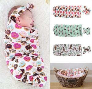 2018 Infant Baby Swaddle Baby Boys Girls Bear BlanketHeadband Newborn Baby Soft Cotton Sleep Sack Two Piece Set Sleeping Bags8410439