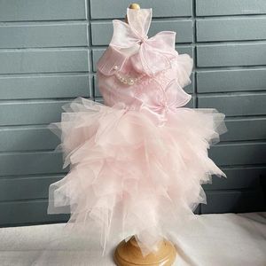 Dog Apparel 2024 Pet Clothes Luxury Pure Color Pink Wedding Princess Dresses Birthday Puppy Clothing Outerwear For Small Medium