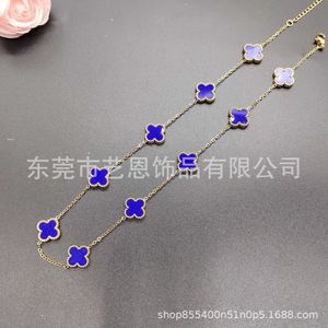 Designer pendant necklace Sweet VanCA Clover Double Faced Fritillaria Ten Flower Necklace for Womens Versatile High end Lucky Grass Collar Chain 4FOB