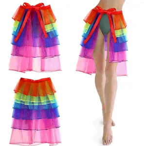 Saias arco-íris tutu saia em camadas tule multi-cor anágua para festa de dança à noite