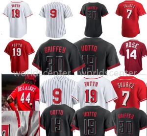 44 Elly De La Cruz Custom Männer Frauen Jugend Cincinnati''Reds''Baseball-Trikot 19 Joey Votto Ken Griffey Barry Larkin City Connect rot schwarz weiß Herren genäht