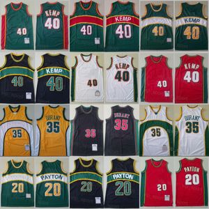 Masculino Retrocesso Basquete Gary Payton Jersey 20 Retro Kevin Durant 35 Shawn Kemp 40 Cor do time Vermelho Preto Branco Verde Amarelo Todo Costurado Top Respirável / Alto