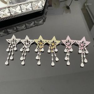 Brincos de parafuso prisioneiro moda personalidade luz luxo tudo estrela franja brinco piercing aretes de mujer pendientes brincos boucle