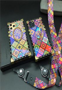 Luxury Laser Grid Phone Cover Vintage Square Case for Samsung Galaxy S21 S20 Note20 Ultra S10 Plus iphone 12 11 pro max x xr xs se5796237