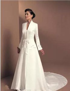 Wedding Accessories Bridal Jacket Cloak Shaw Winter Coat With Satin Fabric Custom Made Cathedral Length White Long Sleeves Decorat9741322