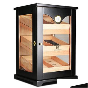 Zigarrenzubehör, Zedernholz-Humidor, dreistöckig, solide Zigarren-Aufbewahrungsbox, kubanischer großer Koffer, Drop-Lieferung, Hausgarten, Haushaltsdiverses Dhxvu