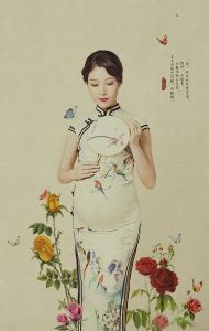 Klänningar ny stil moderskapsfotografering rekvisita fotografering gravid klänning traditionell kinesisk klänning kvinnors satin long cheongsam qipao