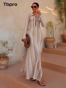 Casual Dresses Women's Fashion Contrast Knit Hollow Long Dress Sleeve Slim A Line Vestidos 2024 Vintage Elegant Party Club Robe Female