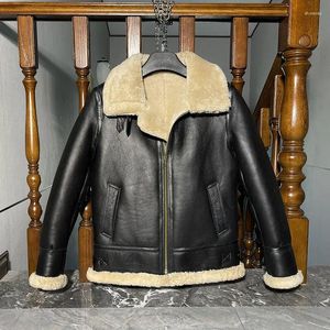 Herrenanzüge Dicke Original Fur One B3 Männer Fluganzug Winter Slim Revers Echtlederjacke Männliche Mode Motorrad Kurzmäntel