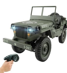 110 RC 24G Remote Control Jeep Simulation FourWheel Drive OffRoad Military Climbing Car Diecast LED 4WD Vehicle Toys2568384