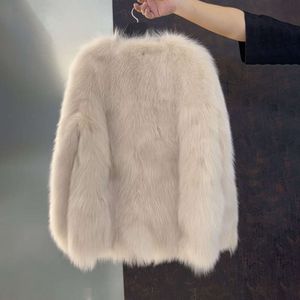 Xiaoxiang Medium Length V-Neck Simple And High-End Imitation Fox For Women's 2023 Winter Haining Fur Coat 230694