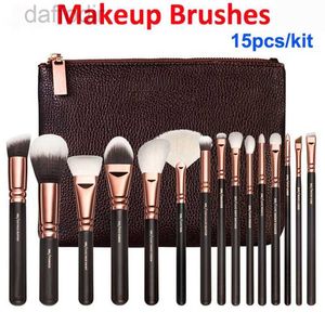 Pincéis de maquiagem Pincéis de maquiagem 15 peças conjunto pincel de ouro rosa + bolsa profissional rosto e sombra de olhos ferramentas de maquiagem delineador em pó base kit de pincel de mistura 240308