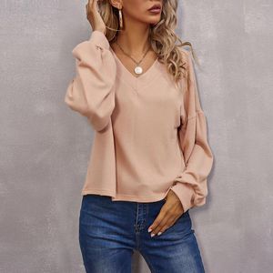 Bustiers Corsets 4# Kvinnors Casual Slim Solid Color Bluses Plus Size V-Neck tunn långärmad gotiska toppar T-shirt överdimensionerad