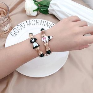 Link pulseiras dos desenhos animados mulheres pulseira cão osso grânulo mulher cães pulseiras senhoras cerâmica jóias feitas à mão casais moda presente na moda