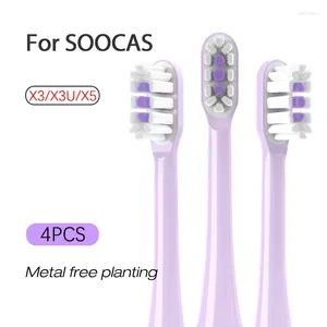 4/6PCS Copper Free Replaceable Brush Heads For SOOCAS X3/X3U/X5 Soft DuPont Bristle Mint/VanGo Green/Purple No Metal Nozzles