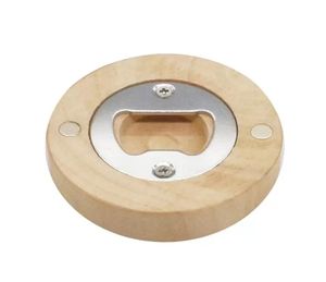 Blank DIY Wooden Round Shape Bottle Opener Coaster Fridge Magnet Decoration Beer Bottle Opener4953398