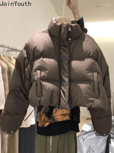 Casacos de trincheira femininos roupas de inverno chique coreano parkas suporte pescoço cordão jaquetas 2024 ropa mujer cor sólida casual grosso casaco quente