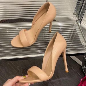 Sandalen 2024 EST Frühling Herbst Super High Heel Echtes Leder Schuhe Für Frauen Einfarbig Prägnante Elegante Zapatos De Mujer