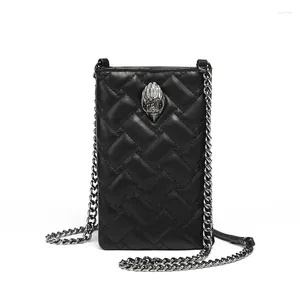 Kurt Geiger Mobile Women Bag With Diamond Grid Chain Shoulder Fashionable Metal Eagle Head Crossbody