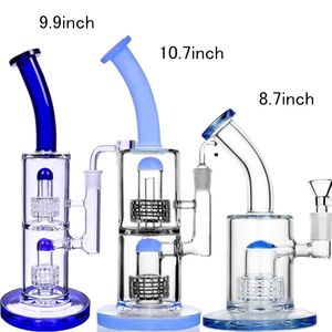 Tubi per acqua in vetro Perc a matrice stereo Narghilè spesso Bong Dab Rig Impianti petroliferi blu Bubbler Accessori per fumatori diffusi