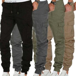 Calças dos homens joggers cintura elástica calças de trabalho chino estilo dos homens carga joggers calças bottoms reino unido 240308