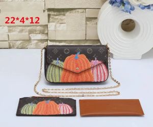 Borse da donna con catena di zucca Artista Yayoi Kusama Borsa a tracolla Portafoglio Messenger in pelle Multi Felicie Pochette Borse Croce di fiori di alta qualità