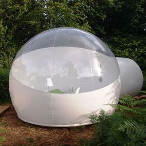 wholesale 4m di diametro + 1,5m tunnel Giardino esterno Cortile Trasparente Tunnel singolo Gonfiabile Bubble Dome Tenda da campeggio per matrimoni Tipi Teepee House