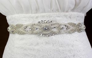 Nya lyxiga kristallbryggor Sashes Wedding Belt Rhinestone Pearl Beaded Billiga i Stock White Ivory Champagne1534573