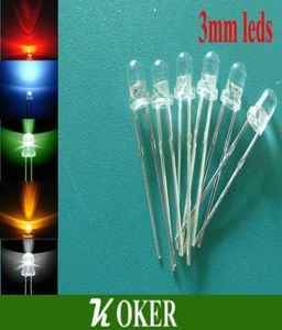 5 color 1000pcs działka 3 mm okrągła woda przezroczystą lampę LED Emiting Diode Dioda Biała niebieska zielona żółta wtyczka ultra jasna koralika DIY K7369563