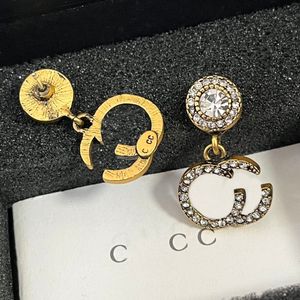 925 Silver Brand Letter Designer Earrings Crystal Pearl Stud Eardrop Geometric Voguish Men Womens Stainless Steel Earring Wedding Birthday Party Jewelry