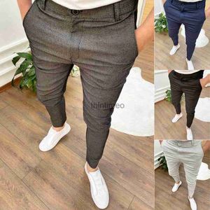 Men's Pants Pants For Men Fashionable Slim-fit Zipper Trousers Plain Plus 3xl 4xl Daily Work Streetwear Slacks 240308