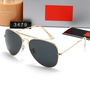 Óculos de sol Ray Ray para mulheres e homens novos óculos de sol femininos de mulheres lentes de vidro temperado espelho de sapo dobrável conveniente para transportar 3479 com caixa