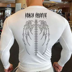 Y2K Compression Elastic Training T-shirt Gym Fiess Workout Tights Sport Athletic Running Men Long Sleeve T-shirt