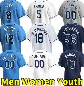 Custom Men Women Youth Tampa''Bay''Rays''5 Wander Franco 18 Shane McClanahan 12 Wade Boggs Tampa Bay 56 Randy Arozarena Rays 17 Isaac Paredes 8 Brandon