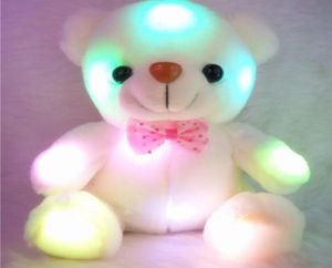 Renkli LED Flash Light Bebek Peluşlar Dolgulu Oyuncaklar Beden 2024 Cm Dev Sevgililer Tarafı Çocuklar için Noel Oyuncak Ayılar
